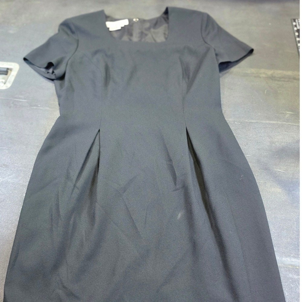 Maggy London Black Square Neck Short Sleeve Sheath Dress Minimalist Office Sz 14